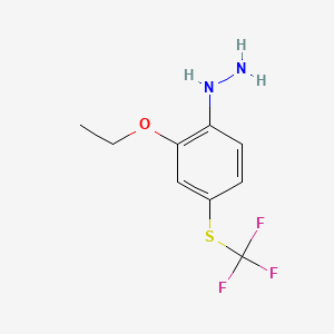 molecular formula C9H11F3N2OS B14077244 1-(2-Ethoxy-4-(trifluoromethylthio)phenyl)hydrazine 