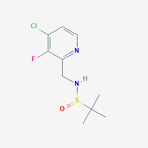 molecular formula C10H14ClFN2OS B14077291 N-[(4-chloro-3-fluoropyridin-2-yl)methyl]-2-methylpropane-2-sulfinamide 