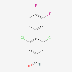 molecular formula C13H6Cl2F2O B1407731 2,6-二氯-3',4'-二氟-[1,1'-联苯]-4-甲醛 CAS No. 1350760-23-4