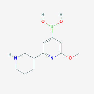 molecular formula C11H17BN2O3 B14077362 (2-Methoxy-6-(piperidin-3-yl)pyridin-4-yl)boronic acid 