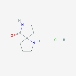 molecular formula C7H13ClN2O B1407743 1,7-Diazaspiro[4.4]nonan-6-one hydrochloride CAS No. 1203682-72-7
