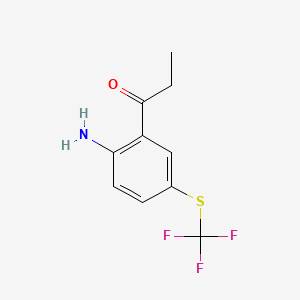 molecular formula C10H10F3NOS B14077458 1-(2-Amino-5-(trifluoromethylthio)phenyl)propan-1-one 