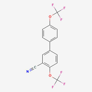 molecular formula C15H7F6NO2 B14077467 4,4'-Bis(trifluoromethoxy)-[1,1'-biphenyl]-3-carbonitrile 