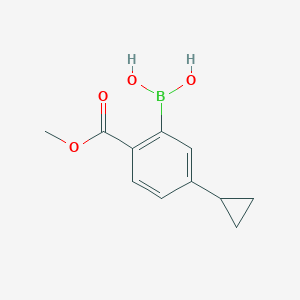 molecular formula C11H13BO4 B14077475 (5-Cyclopropyl-2-(methoxycarbonyl)phenyl)boronic acid 