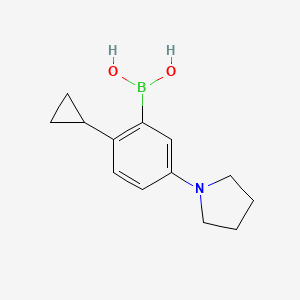 molecular formula C13H18BNO2 B14077488 (2-Cyclopropyl-5-(pyrrolidin-1-yl)phenyl)boronic acid 