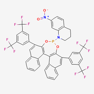 molecular formula C45H25F12N2O4P B14077552 1-[10,16-bis[3,5-bis(trifluoromethyl)phenyl]-12,14-dioxa-13-phosphapentacyclo[13.8.0.02,11.03,8.018,23]tricosa-1(15),2(11),3,5,7,9,16,18,20,22-decaen-13-yl]-7-nitro-3,4-dihydro-2H-quinoline 