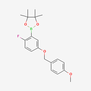 molecular formula C20H24BFO4 B1407759 2-(2-氟-5-((4-甲氧基苄基)氧)苯基)-4,4,5,5-四甲基-1,3,2-二氧杂硼烷 CAS No. 956034-22-3