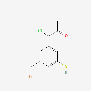 molecular formula C10H10BrClOS B14077628 1-(3-(Bromomethyl)-5-mercaptophenyl)-1-chloropropan-2-one 