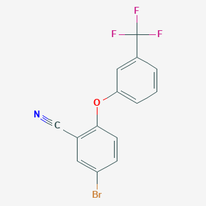 molecular formula C14H7BrF3NO B14077834 5-Bromo-2-(3-(trifluoromethyl)phenoxy)benzonitrile 