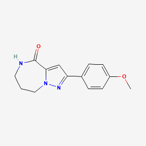 molecular formula C14H15N3O2 B14077858 5,6,7,8-Tetrahydro-2-(4-methoxyphenyl)pyrazolo[1,5-a][1,4]diazepin-4-one 