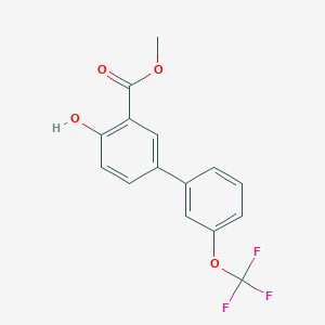 molecular formula C15H11F3O4 B14077952 Methyl 4-hydroxy-3'-(trifluoromethoxy)-[1,1'-biphenyl]-3-carboxylate 