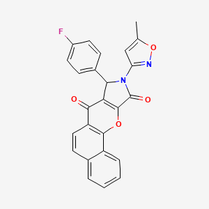 molecular formula C25H15FN2O4 B14077982 8-(4-Fluorophenyl)-9-(5-methyl-1,2-oxazol-3-yl)-8,9-dihydrobenzo[7,8]chromeno[2,3-c]pyrrole-7,10-dione 