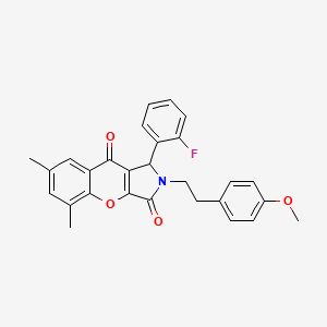 1-(2-Fluorophenyl)-2-[2-(4-methoxyphenyl)ethyl]-5,7-dimethyl-1,2-dihydrochromeno[2,3-c]pyrrole-3,9-dione