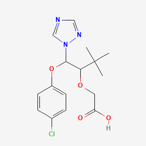 molecular formula C16H20ClN3O4 B14078119 {[1-(4-Chlorophenoxy)-3,3-dimethyl-1-(1,2,4-triazol-1-yl)butan-2-yl]oxy}acetic acid 