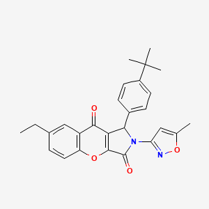 molecular formula C27H26N2O4 B14078127 1-(4-Tert-butylphenyl)-7-ethyl-2-(5-methyl-1,2-oxazol-3-yl)-1,2-dihydrochromeno[2,3-c]pyrrole-3,9-dione 