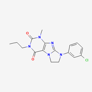 molecular formula C17H18ClN5O2 B14078253 8-(3-chlorophenyl)-1-methyl-3-propyl-7,8-dihydro-1H-imidazo[2,1-f]purine-2,4(3H,6H)-dione 