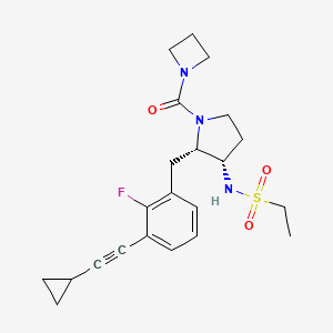 molecular formula C22H28FN3O3S B14078271 N-((2S,3S)-1-(azetidine-1-carbonyl)-2-(3-(cyclopropylethynyl)-2-fluorobenzyl)pyrrolidin-3-yl)ethanesulfonamide 