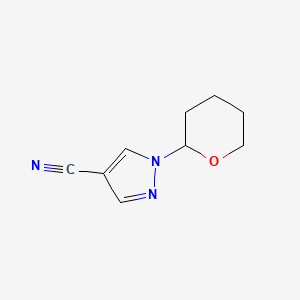 molecular formula C9H11N3O B1407828 1-(Tetrahydro-2H-pyran-2-yl)-1H-pyrazole-4-carbonitrile CAS No. 1448317-12-1