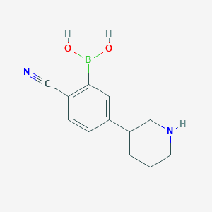 molecular formula C12H15BN2O2 B14078356 (2-Cyano-5-(piperidin-3-yl)phenyl)boronic acid 