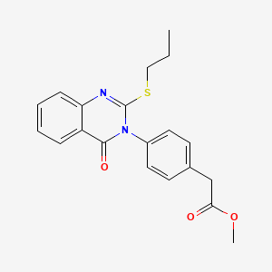 molecular formula C20H20N2O3S B14078401 Benzeneacetic acid, 4-(4-oxo-2-(propylthio)-3(4H)-quinazolinyl)-, methyl ester CAS No. 102037-99-0