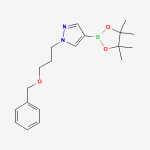 molecular formula C19H27BN2O3 B1407842 1-(3-苄氧基丙基)-4-(4,4,5,5-四甲基-[1,3,2]二氧杂硼环-2-基)-1H-吡唑 CAS No. 1309960-92-6