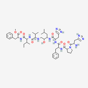 methyl 2-[[2-[[2-[[3-[[2-[[2-[[1-[2-amino-3-(1H-imidazol-5-yl)propanoyl]pyrrolidine-2-carbonyl]amino]-3-phenylpropanoyl]amino]-3-(1H-imidazol-5-yl)propanoyl]amino]-2-hydroxy-5-methylhexyl]amino]-3-methylbutanoyl]amino]-3-methylpentanoyl]amino]-3-phenylpropanoate