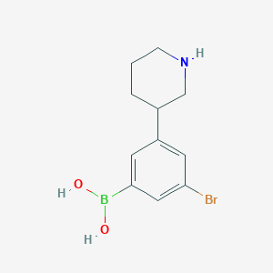 molecular formula C11H15BBrNO2 B14078553 (3-Bromo-5-(piperidin-3-yl)phenyl)boronic acid 