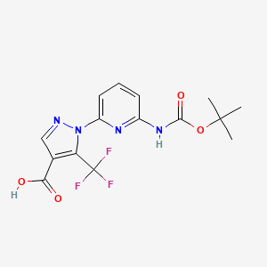 molecular formula C15H15F3N4O4 B14078564 1-(6-((tert-butoxycarbonyl)amino)pyridin-2-yl)-5-(trifluoromethyl)-1H-pyrazole-4-carboxylic acid 