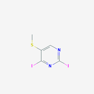 molecular formula C5H4I2N2S B14078572 2,4-Diiodo-5-(methylsulfanyl)pyrimidine CAS No. 100276-81-1