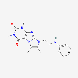 molecular formula C19H22N6O2 B14078583 1,3,6,7-tetramethyl-8-[2-(phenylamino)ethyl]-1H-imidazo[2,1-f]purine-2,4(3H,8H)-dione 