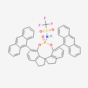 molecular formula C46H31F3NO5PS B14078630 N-[1,10-di(anthracen-9-yl)-12-oxo-4,5,6,7-tetrahydroiindeno[7,1-de:1',7'-fg][1,3,2]dioxaphosphocin-12-yl]-1,1,1-trifluoromethanesulfonamide 