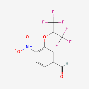 molecular formula C10H5F6NO4 B1407869 3-(1,1,1,3,3,3-Hexafluoropropan-2-yloxy)-4-nitrobenzaldehyde CAS No. 1774893-55-8