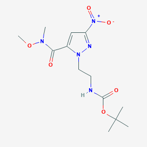 molecular formula C13H21N5O6 B14078710 tert-butyl (2-(5-(methoxy(methyl)carbamoyl)-3-nitro-1H-pyrazol-1-yl)ethyl)carbamate 