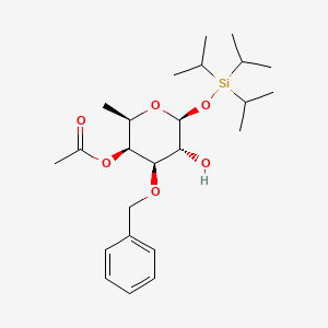 (2R,3S,4R,5R,6S)-4-(benzyloxy)-5-hydroxy-2-methyl-6-[(triisopropylsilyl)oxy]oxan-3-yl acetate