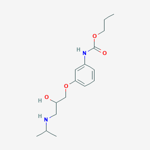 molecular formula C16H26N2O4 B14078819 Carbamic acid, (3-(2-hydroxy-3-((1-methylethyl)amino)propoxy)phenyl)-, propyl ester CAS No. 102417-01-6