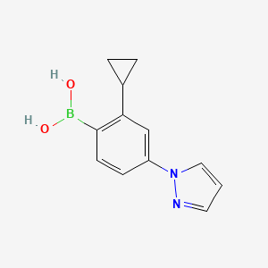 molecular formula C12H13BN2O2 B14078856 (2-Cyclopropyl-4-(1H-pyrazol-1-yl)phenyl)boronic acid 