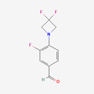 molecular formula C10H8F3NO B1407891 3-Fluoro-4-(3,3-difluoroazetidin-1-yl)benzaldehyde CAS No. 1779130-73-2