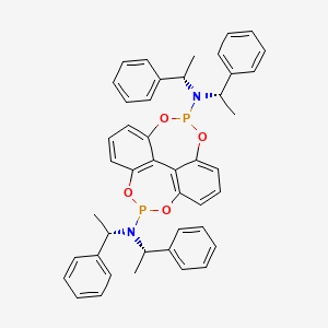 molecular formula C44H42N2O4P2 B14078928 N5,N5,N11,N11-Tetrakis((S)-1-phenylethyl)-4,6,10,12-tetraoxa-5,11-diphosphadibenzo[ef,kl]heptalene-5,11-diamine stereoisomer 