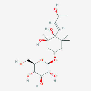 molecular formula C19H34O9 B14078949 (2R,3R,4S,5S,6R)-2-[(1S,3R,4R)-3,4-dihydroxy-4-[(E,3R)-3-hydroxybut-1-enyl]-3,5,5-trimethylcyclohexyl]oxy-6-(hydroxymethyl)oxane-3,4,5-triol CAS No. 141897-12-3