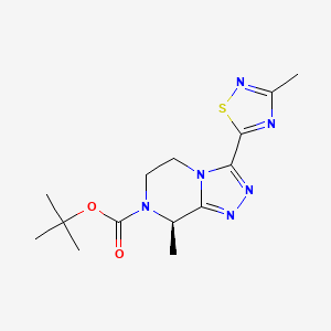 molecular formula C14H20N6O2S B14078958 tert-butyl (R)-8-methyl-3-(3-methyl-1,2,4-thiadiazol-5-yl)-5,6-dihydro-[1,2,4]triazolo[4,3-a]pyrazine-7(8H)-carboxylate 