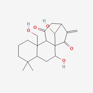 molecular formula C20H28O5 B14079065 2,16-Dihydroxy-9-(hydroxymethyl)-5,5-dimethyl-14-methylidenetetracyclo[11.2.1.01,10.04,9]hexadecane-11,15-dione 