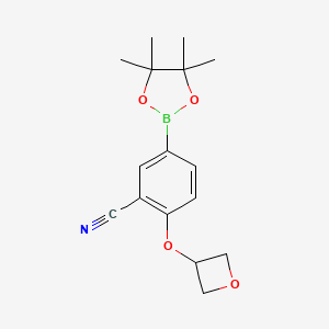 molecular formula C16H20BNO4 B1407911 2-(Oxetan-3-yloxy)-5-(4,4,5,5-tetramethyl-1,3,2-dioxaborolan-2-yl)benzonitrile CAS No. 1439378-09-2