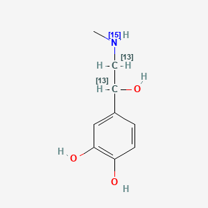 molecular formula C9H13NO3 B14079119 4-[1-hydroxy-2-(methyl(15N)amino)(1,2-13C2)ethyl]benzene-1,2-diol 