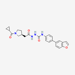 molecular formula C25H26N4O4 B14079166 (S)-N-(4-(benzofuran-5-yl)phenyl)-2-(2-(1-(cyclopropanecarbonyl)pyrrolidin-3-yl)acetyl)hydrazine-1-carboxamide 