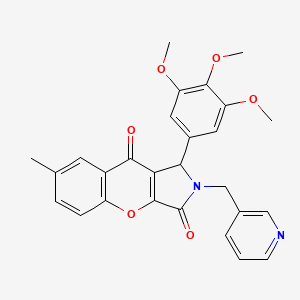 molecular formula C27H24N2O6 B14079183 7-Methyl-2-(pyridin-3-ylmethyl)-1-(3,4,5-trimethoxyphenyl)-1,2-dihydrochromeno[2,3-c]pyrrole-3,9-dione 