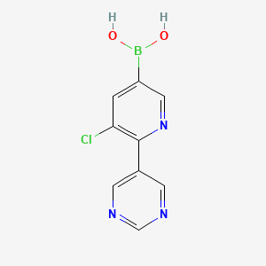 molecular formula C9H7BClN3O2 B14079185 (5-Chloro-6-(pyrimidin-5-yl)pyridin-3-yl)boronic acid 