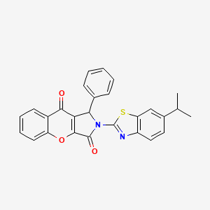 molecular formula C27H20N2O3S B14079228 1-Phenyl-2-[6-(propan-2-yl)-1,3-benzothiazol-2-yl]-1,2-dihydrochromeno[2,3-c]pyrrole-3,9-dione 