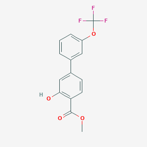 molecular formula C15H11F3O4 B14079239 Methyl 3-hydroxy-3'-(trifluoromethoxy)-[1,1'-biphenyl]-4-carboxylate 