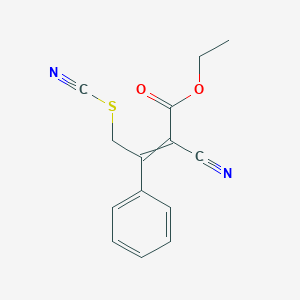 molecular formula C14H12N2O2S B14079306 Ethyl 2-cyano-3-phenyl-4-(thiocyanato)but-2-enoate CAS No. 100445-85-0