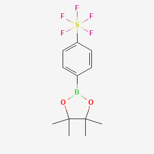 molecular formula C12H16BF5O2S B1407932 4-(4,4,5,5-Tetramethyl-1,3,2-dioxaborolane-2-yl)phenylpentafluorosulfur(VI) CAS No. 1286278-34-9